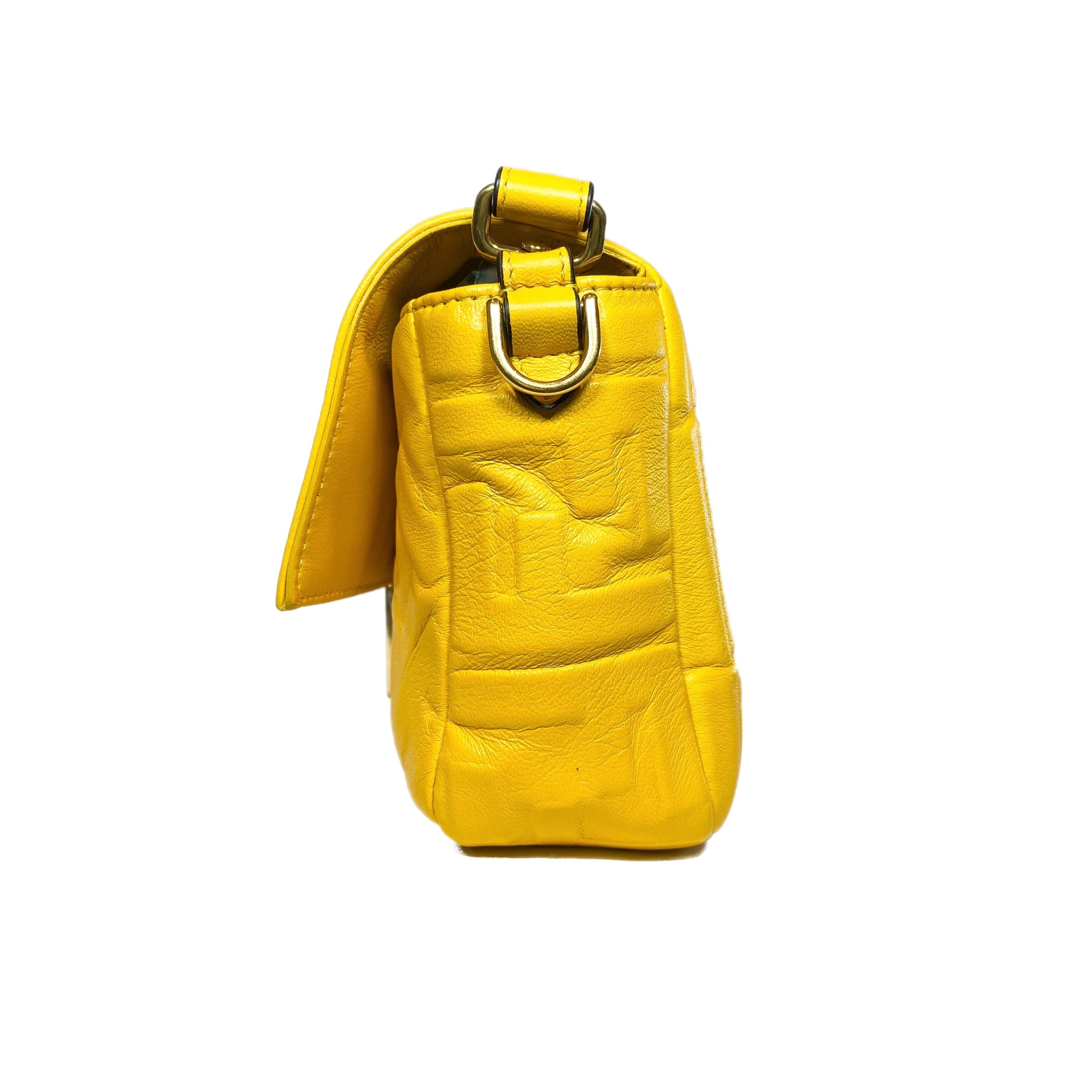 Fendi Yellow Logo Embossed Baguette