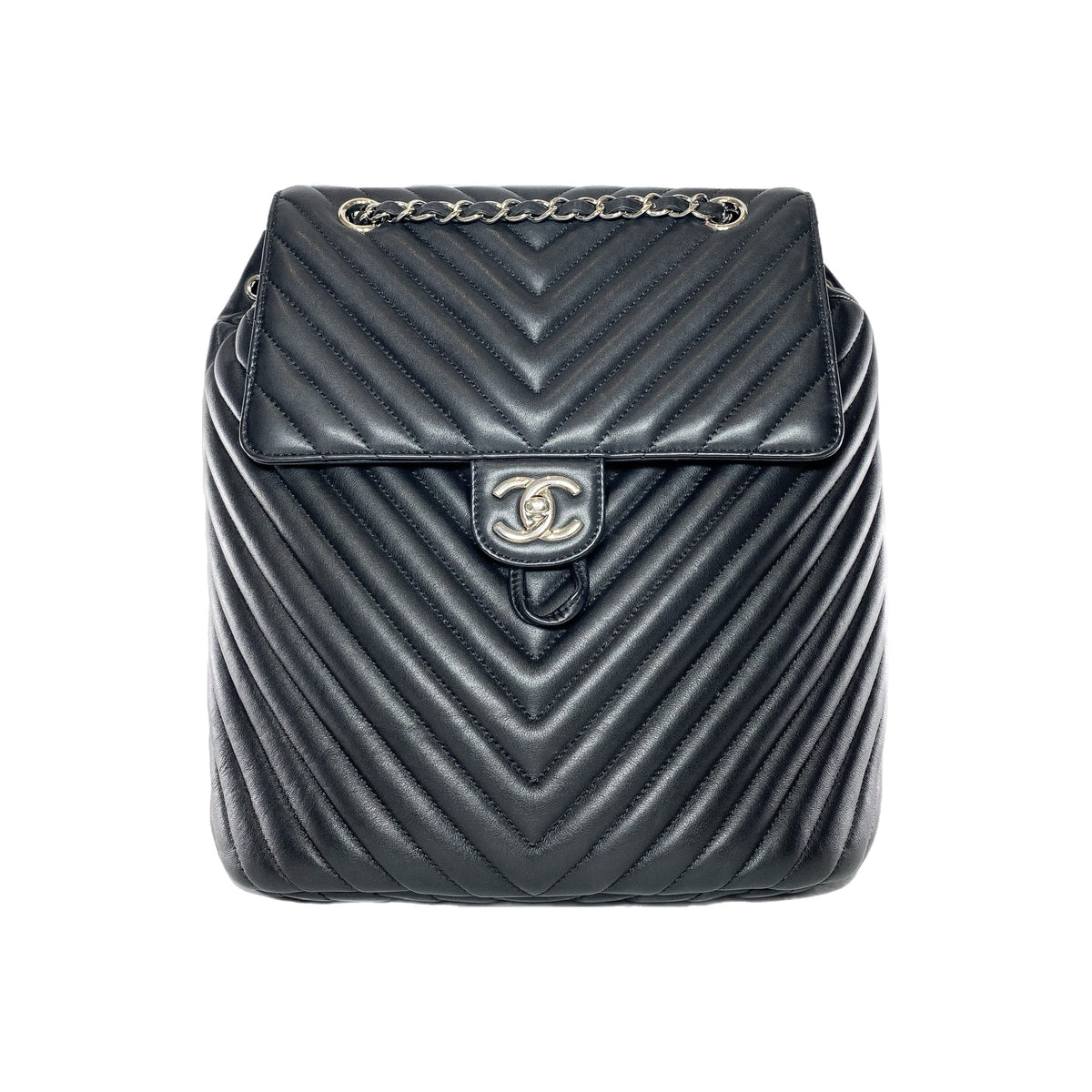 Chanel Urban Spirit Backpack Chevron #270712C40B CHANEL Urban Spirit Chevron Calfskin Silver Leather Backpack main image 2