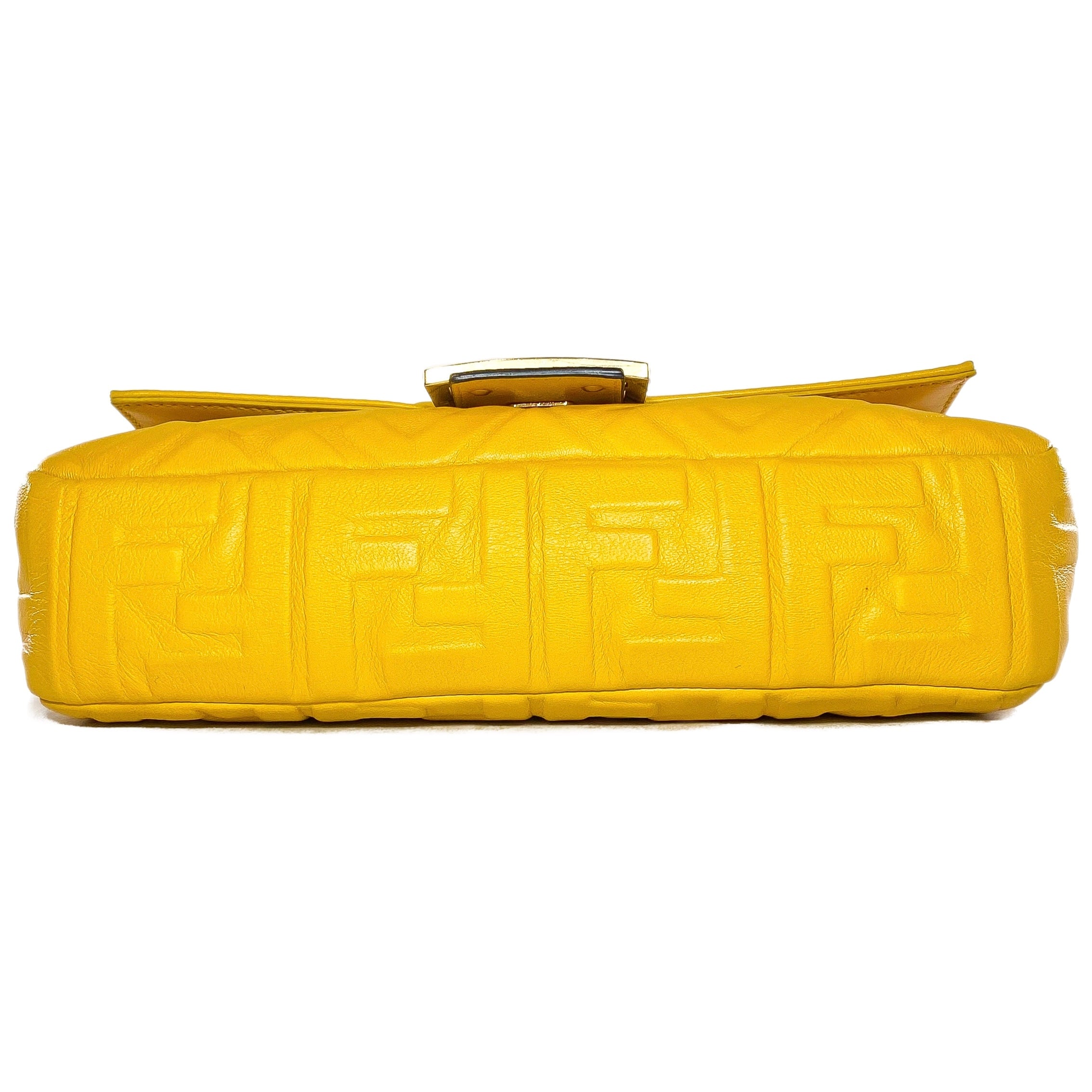 Fendi Yellow Logo Embossed Baguette