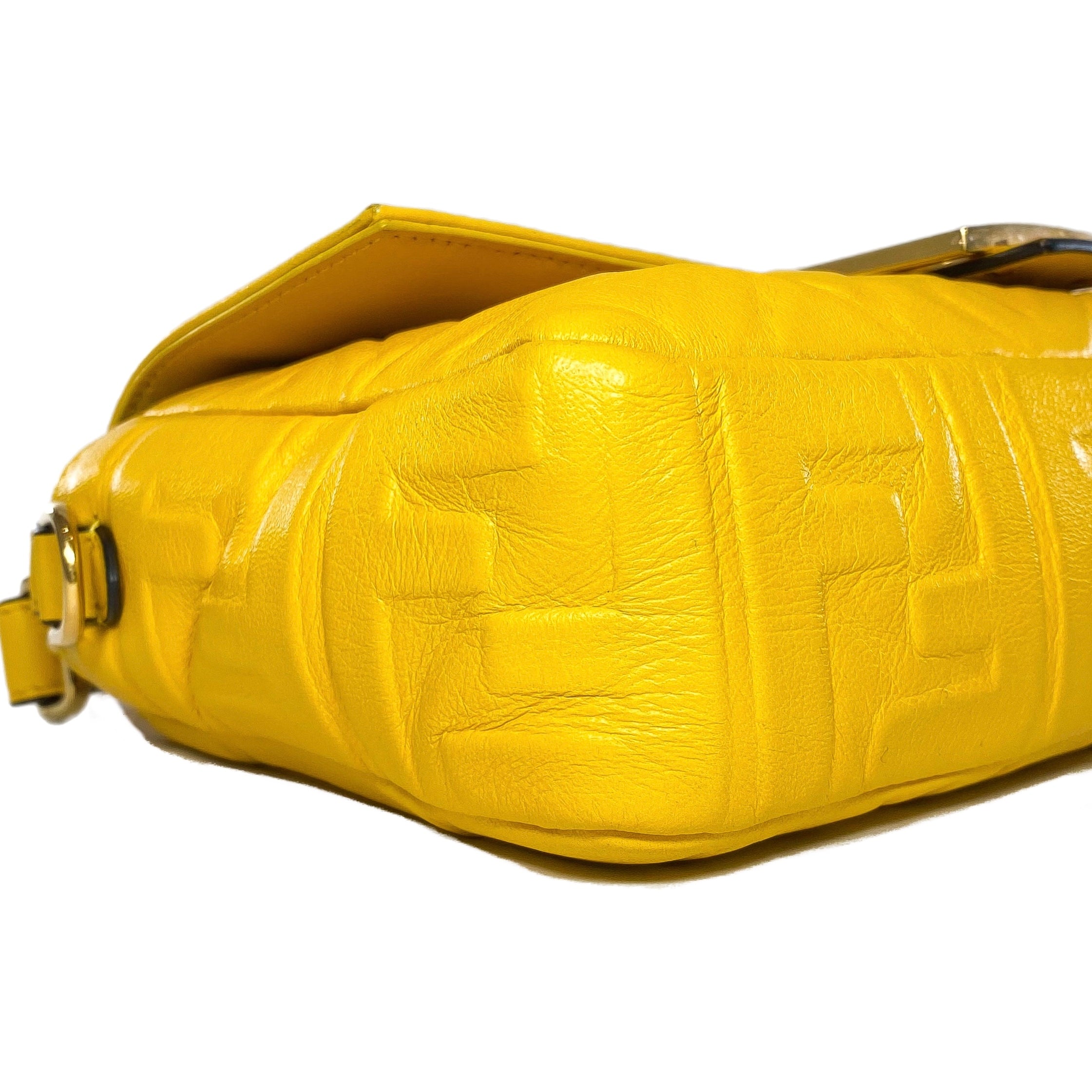 Fendi Yellow Logo Embossed Baguette