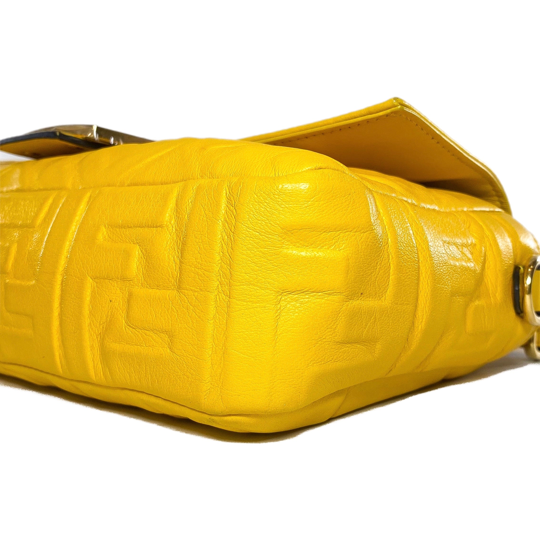 Fendi Yellow Logo Embossed Baguette