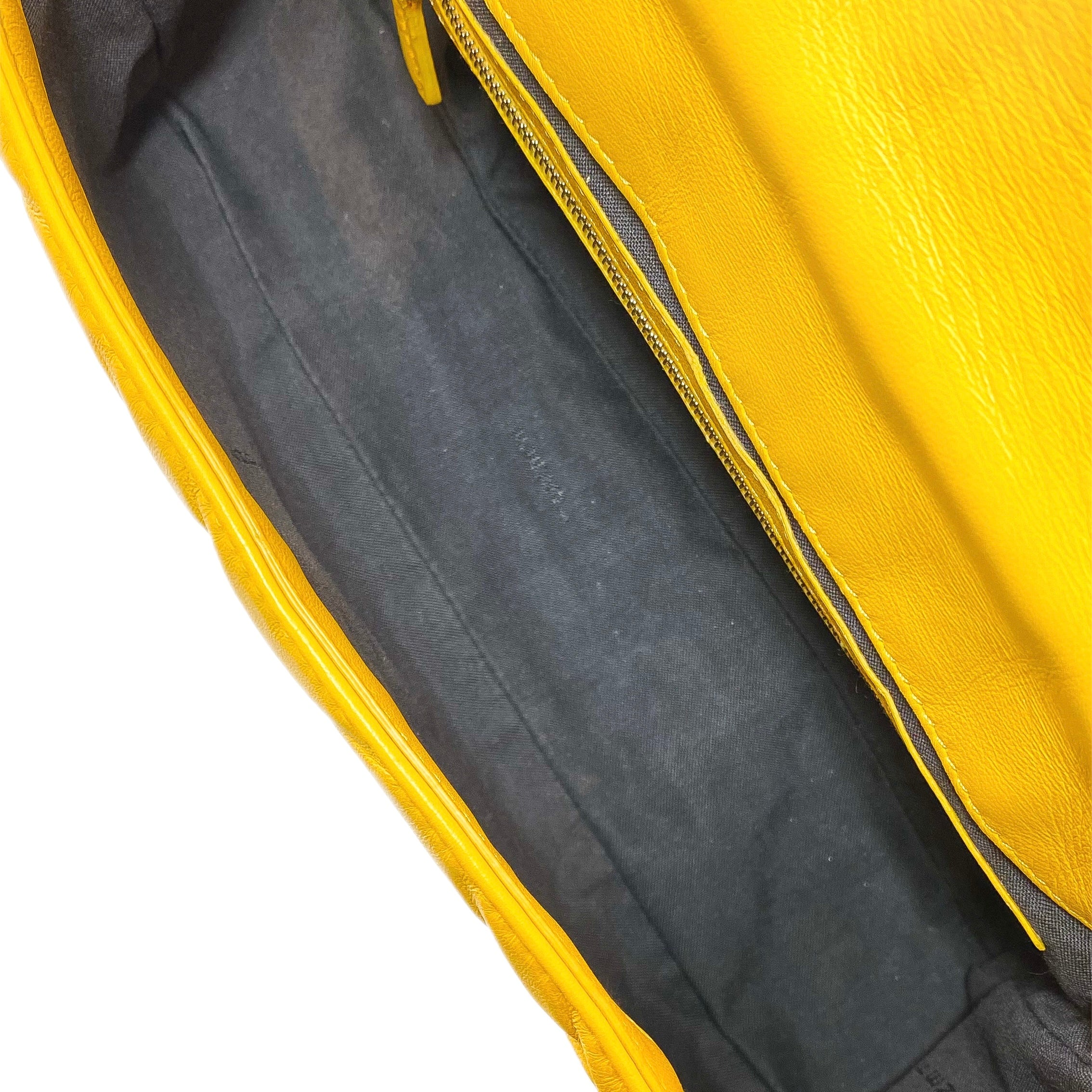 Fendi Yellow Logo Embossed Baguette