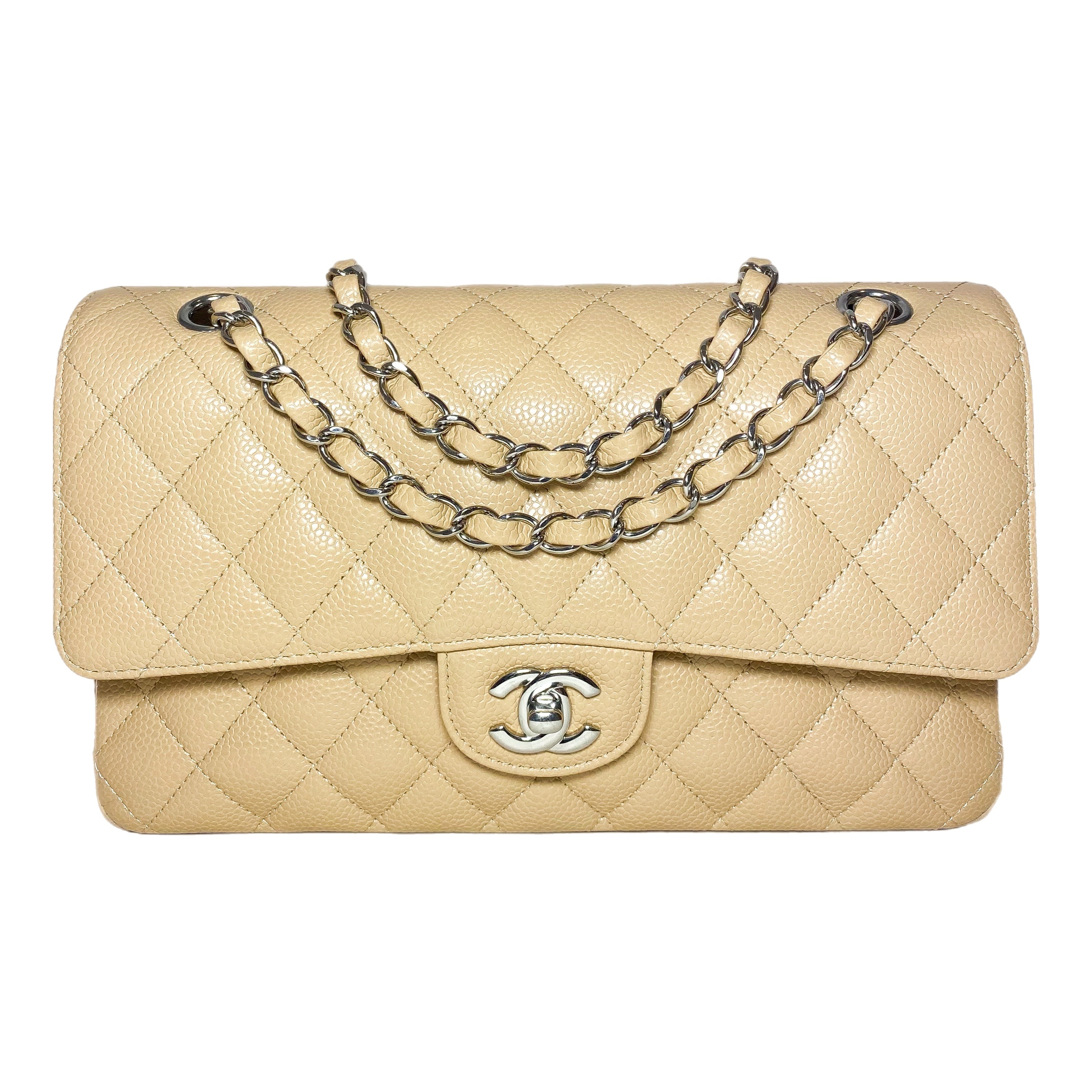 【ヴィンテージ】Rank:S☆Chanel Beige Medium Classic Flap Chanel Beige Medium Classic Flap Bag | Consign of the Times ™