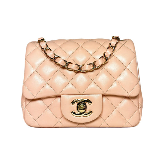 Chanel Peach Mini Square Flap Bag