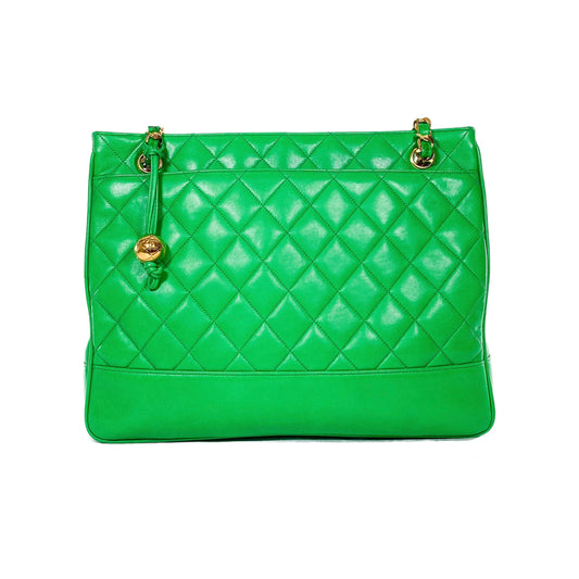 Chanel Green Lambskin Vintage Shoulder Bag