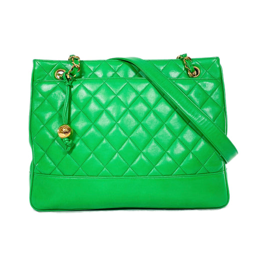 Chanel Green Lambskin Vintage Shoulder Bag