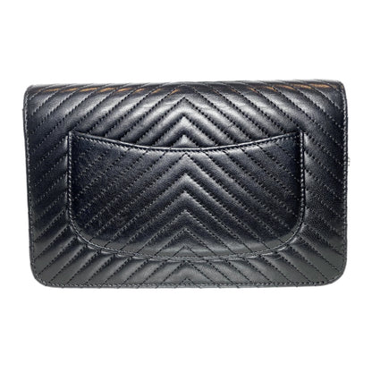 Chanel So Black Chevron Wallet on Chain