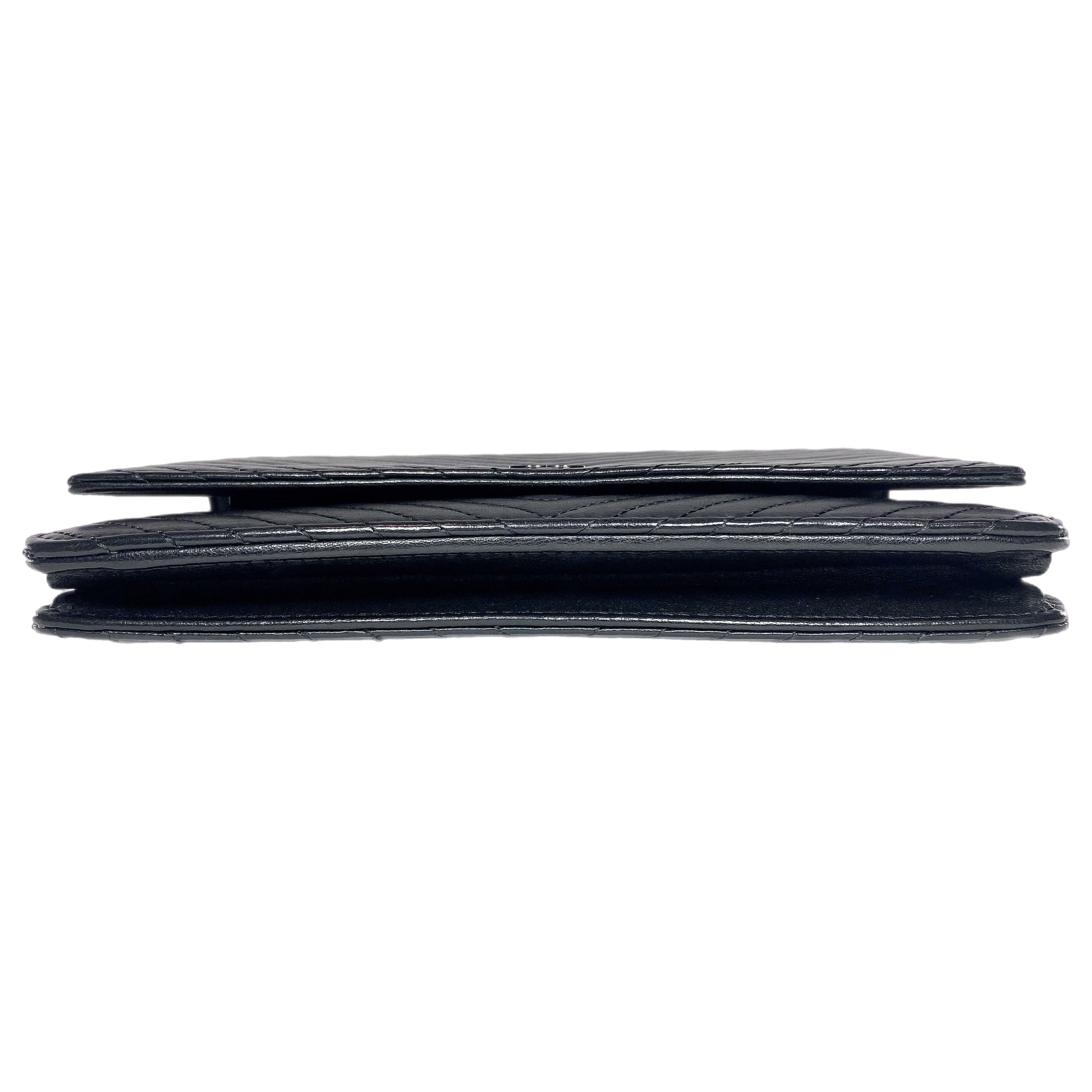 Chanel So Black Chevron Wallet on Chain