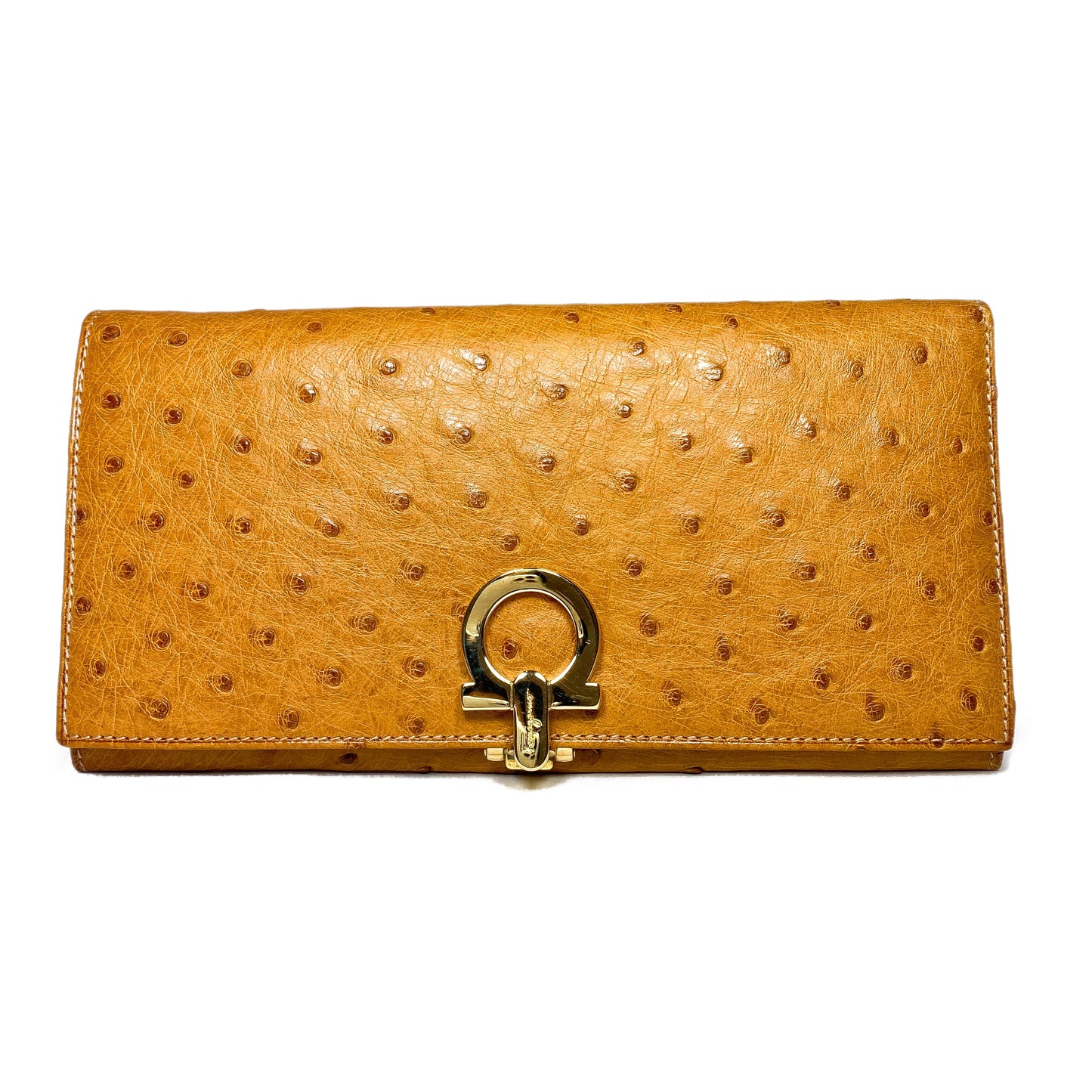 Ferragamo Camel Ostrich Wallet