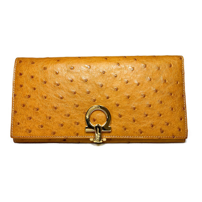 Ferragamo Camel Ostrich Wallet