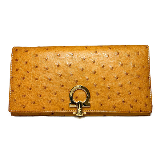 Ferragamo Camel Ostrich Wallet