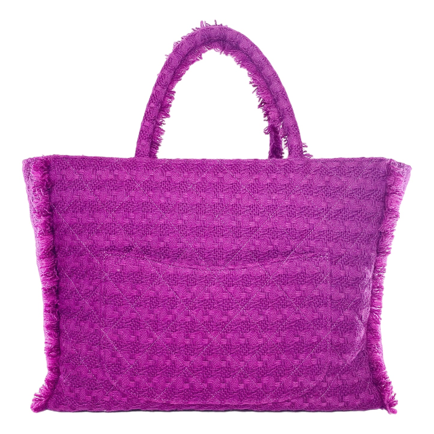 Chanel Fuchsia Tweed Wool Zipped Shopping Tote