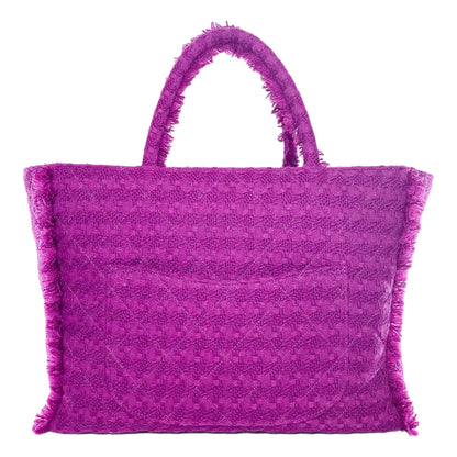 Chanel Fuchsia Tweed Wool Zipped Shopping Tote