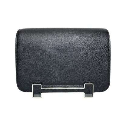 Hermes Geta Black Chevre Palladium Hardware