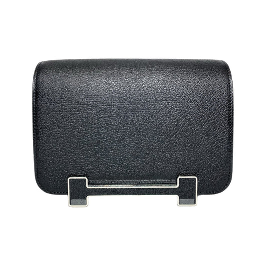 Hermes Geta Black Chevre Palladium Hardware