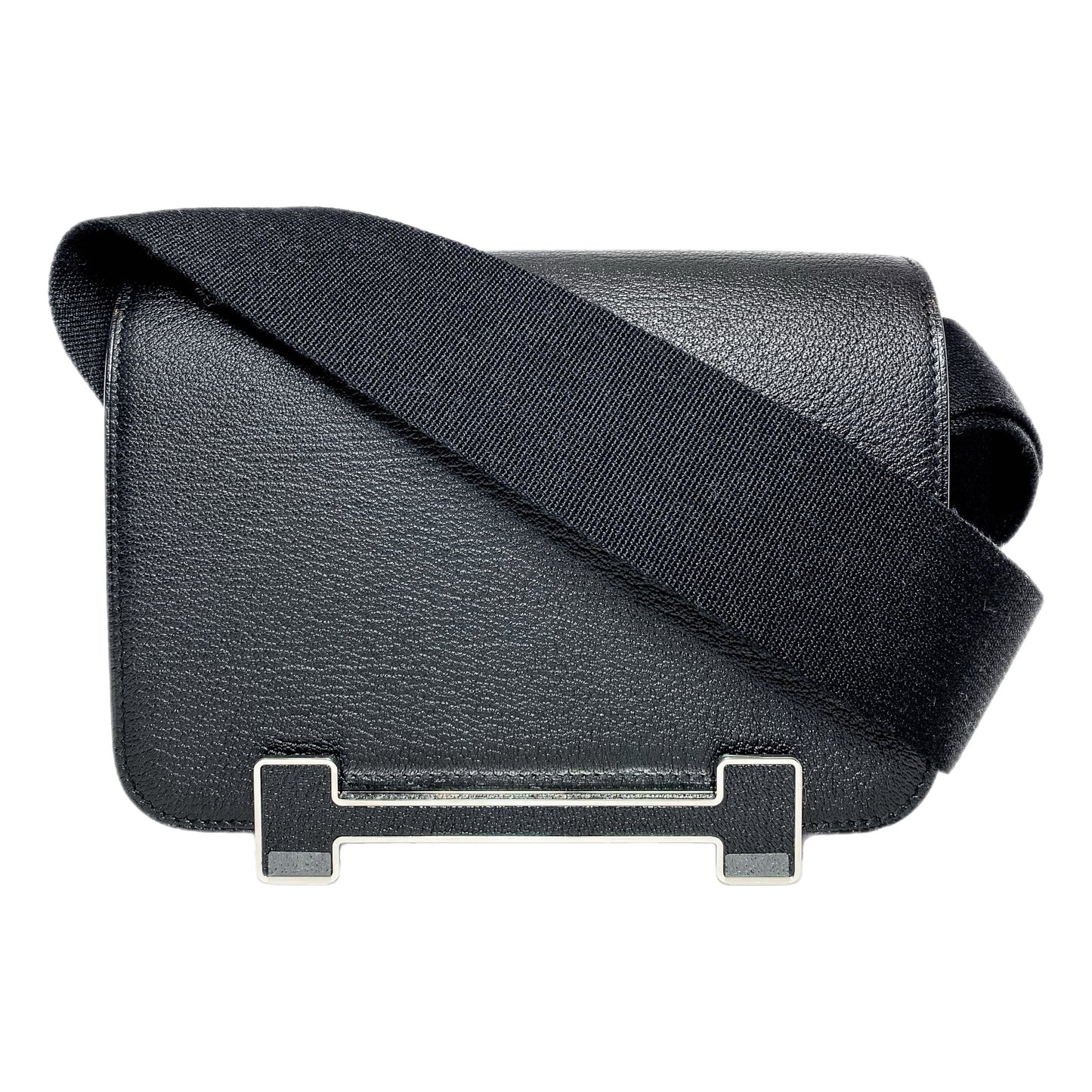 Hermes Geta Black Chevre Palladium Hardware