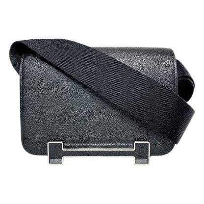 Hermes Geta Black Chevre Palladium Hardware