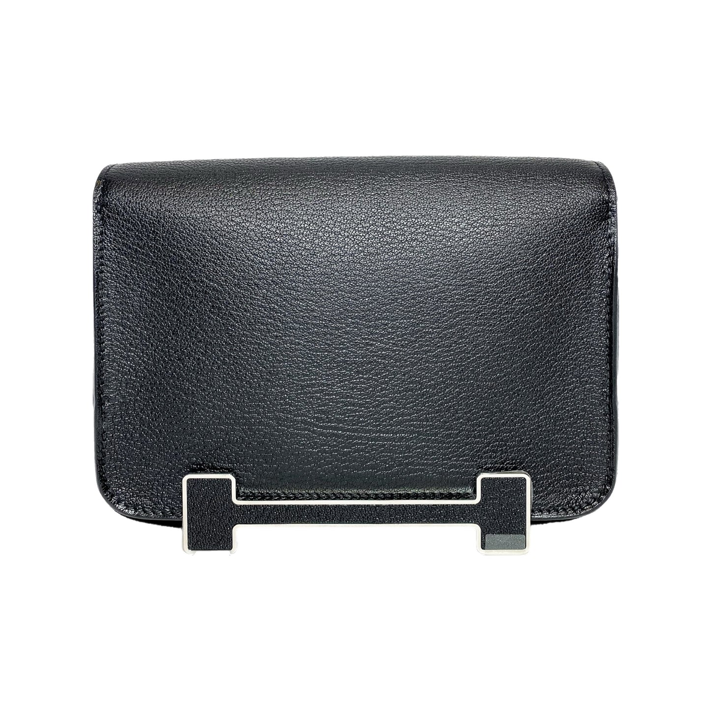 Hermes Geta Black Chevre Palladium Hardware