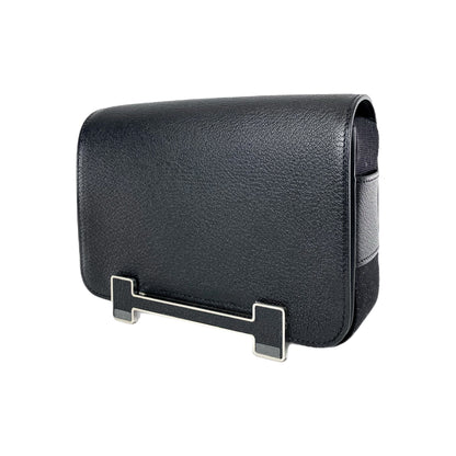 Hermes Geta Black Chevre Palladium Hardware