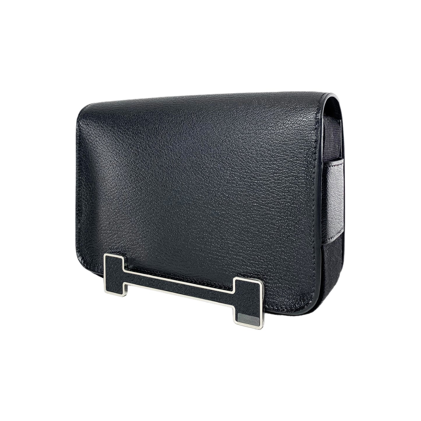 Hermes Geta Black Chevre Palladium Hardware
