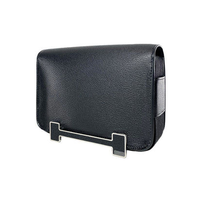 Hermes Geta Black Chevre Palladium Hardware
