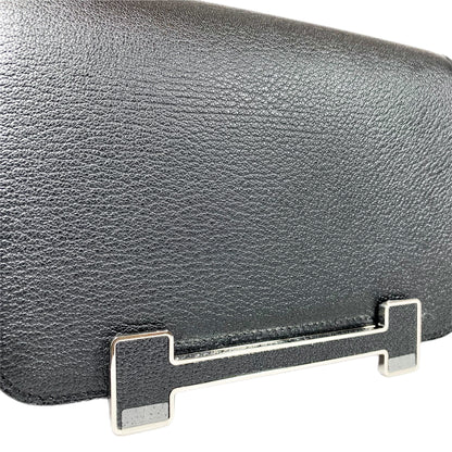 Hermes Geta Black Chevre Palladium Hardware