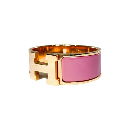 Hermes Rose Velours Wide Clic Clac H Bracelet