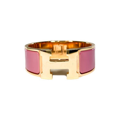Hermes Rose Velours Wide Clic Clac H Bracelet