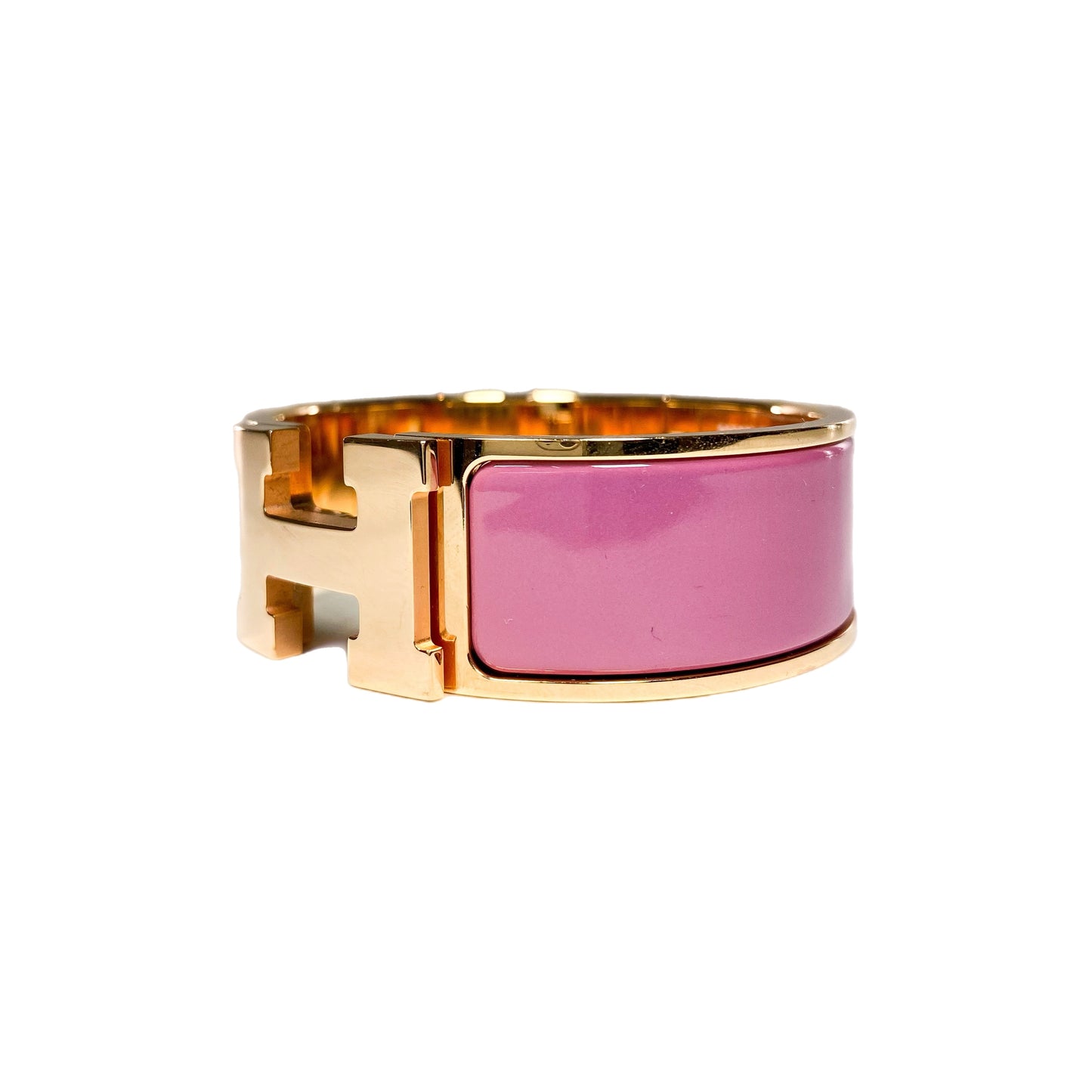 Hermes Rose Velours Wide Clic Clac H Bracelet