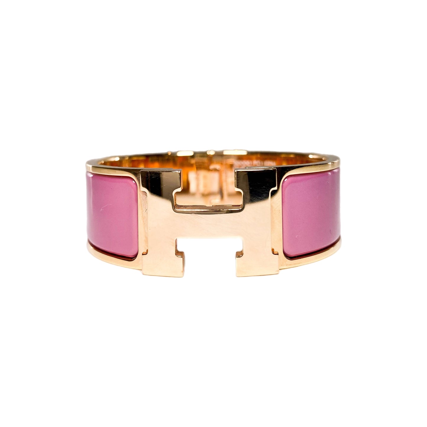 Hermes Rose Velours Wide Clic Clac H Bracelet