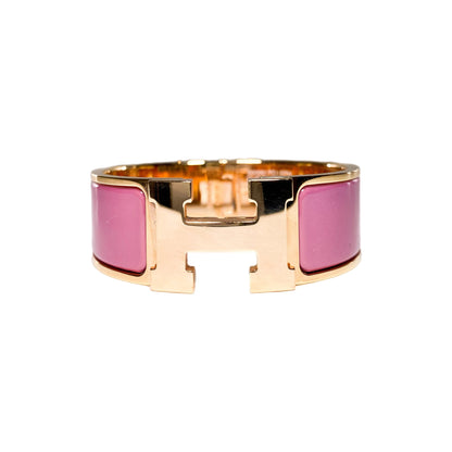 Hermes Rose Velours Wide Clic Clac H Bracelet