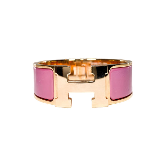 Hermes Rose Velours Wide Clic Clac H Bracelet
