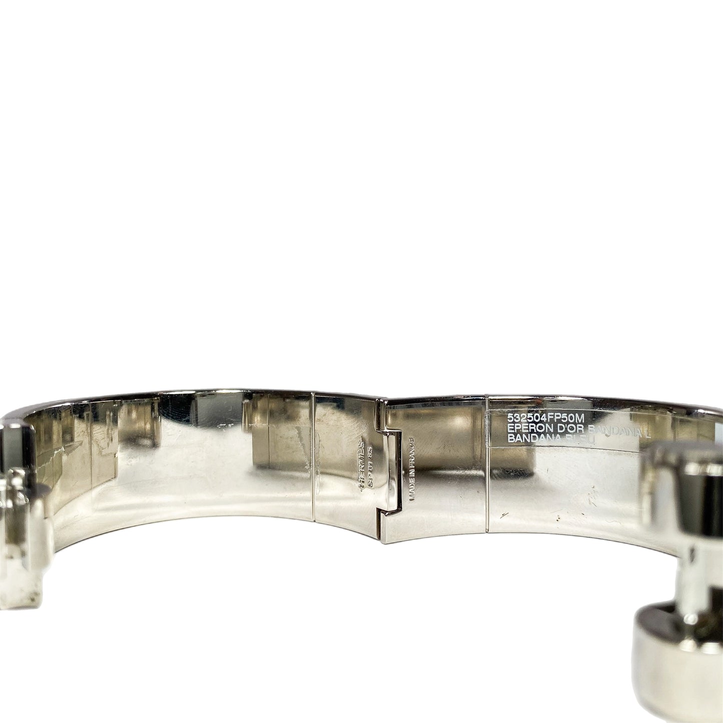 Hermes Blue White Wide Hinge Bracelet