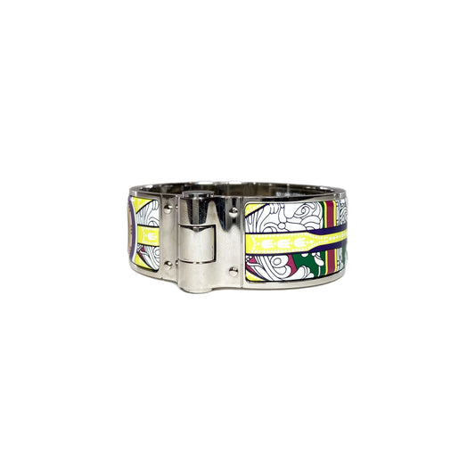 Hermes Multicolor Printed Hinge Wide Bracelet