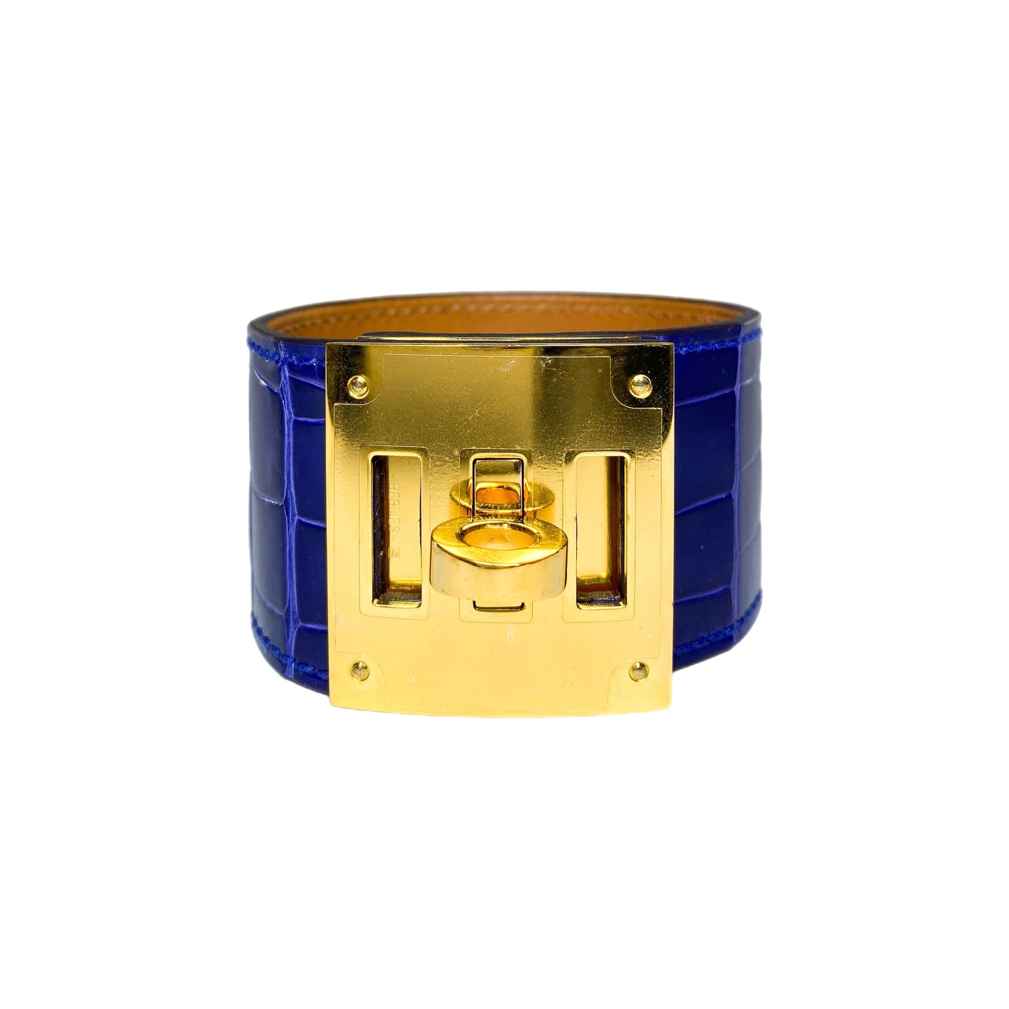 Hermes Blue Electric Alligator Kelly Dog Cuff