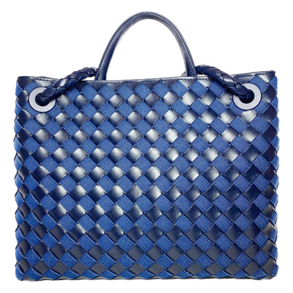 Bottega Veneta Black Navy Denim Leather Andiamo Bag