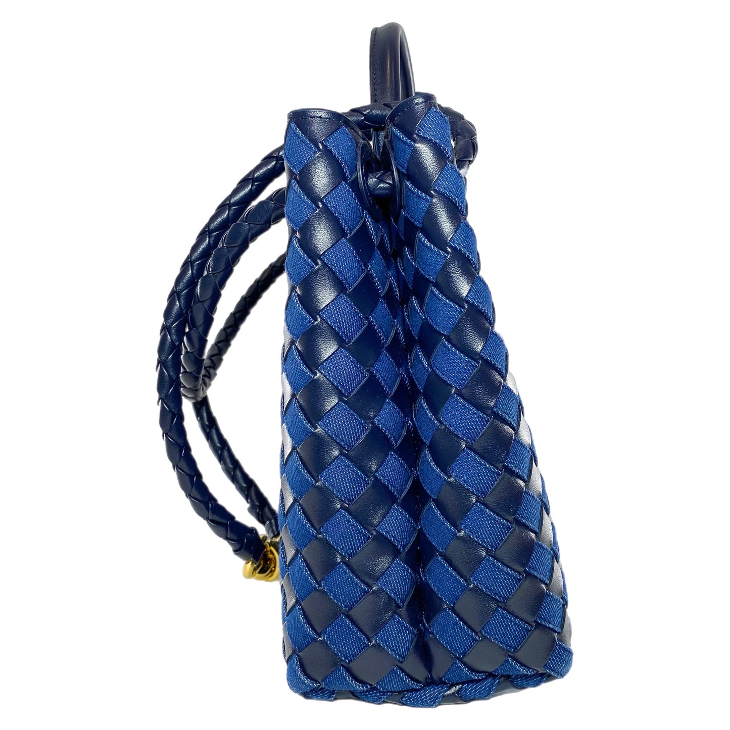 Bottega Veneta Black Navy Denim Leather Andiamo Bag