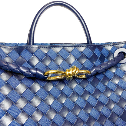 Bottega Veneta Black Navy Denim Leather Andiamo Bag