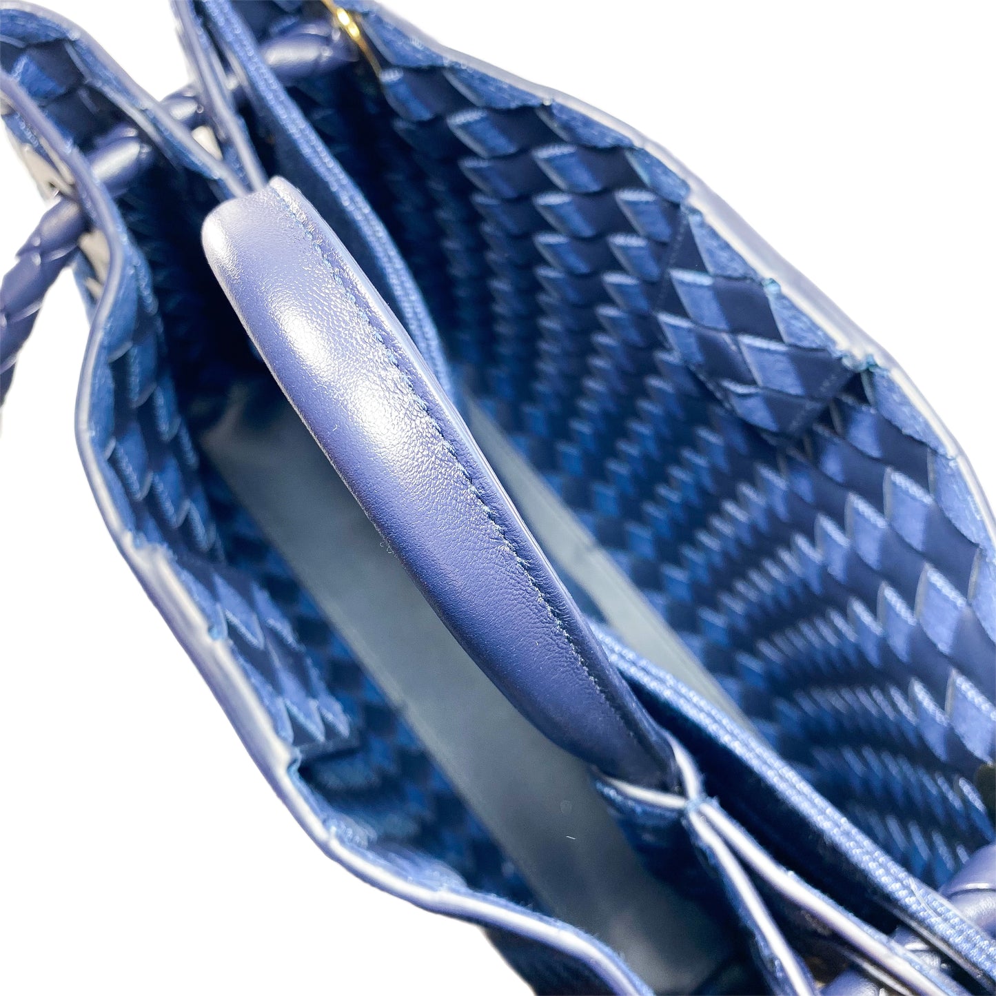 Bottega Veneta Black Navy Denim Leather Andiamo Bag