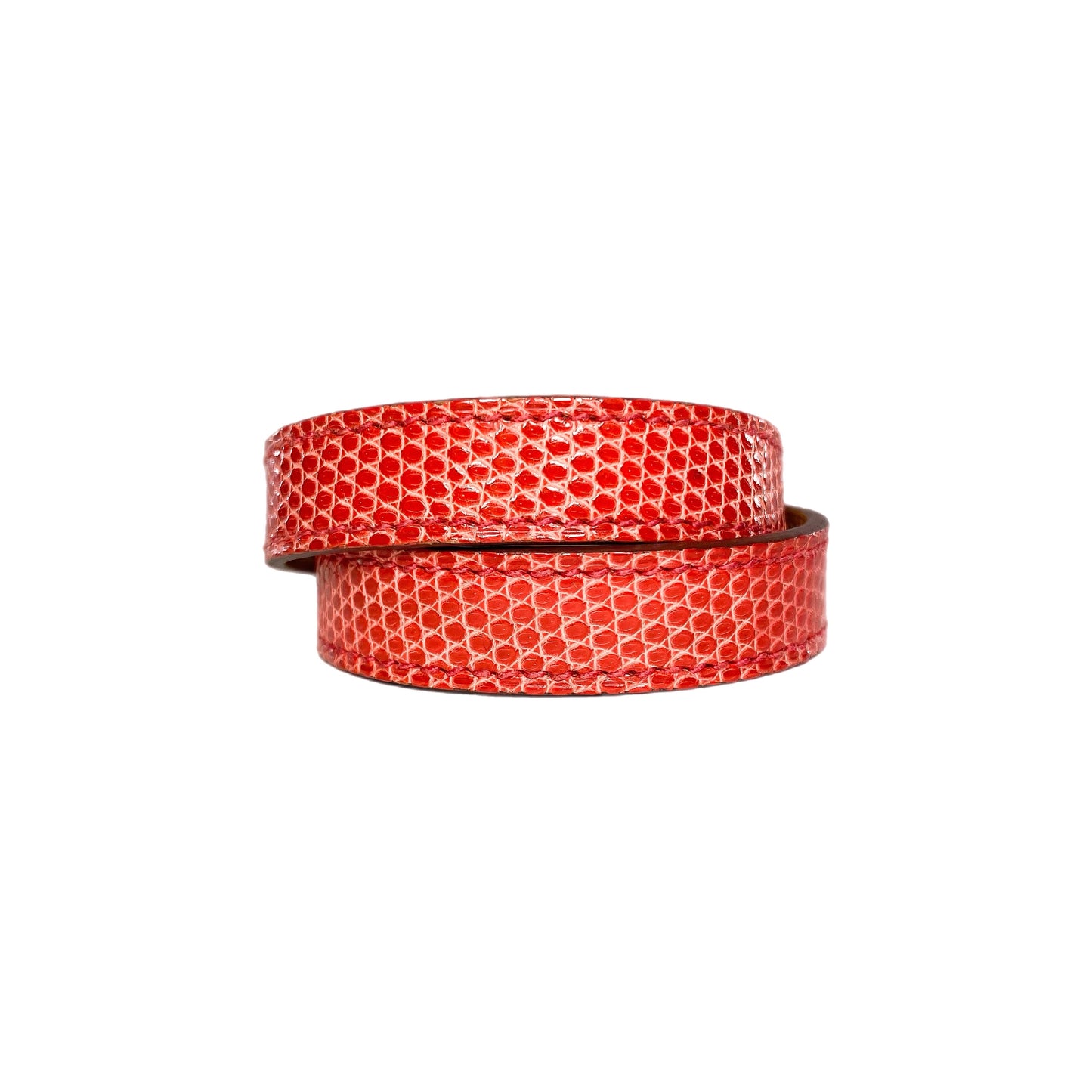 Hermes Orange Lizard Kelly Double Tour Bracelet
