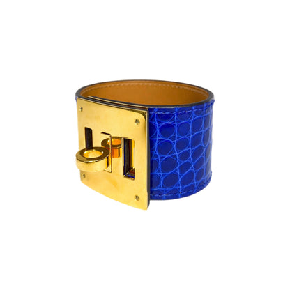 Hermes Blue Alligator Kelly Dog Cuff