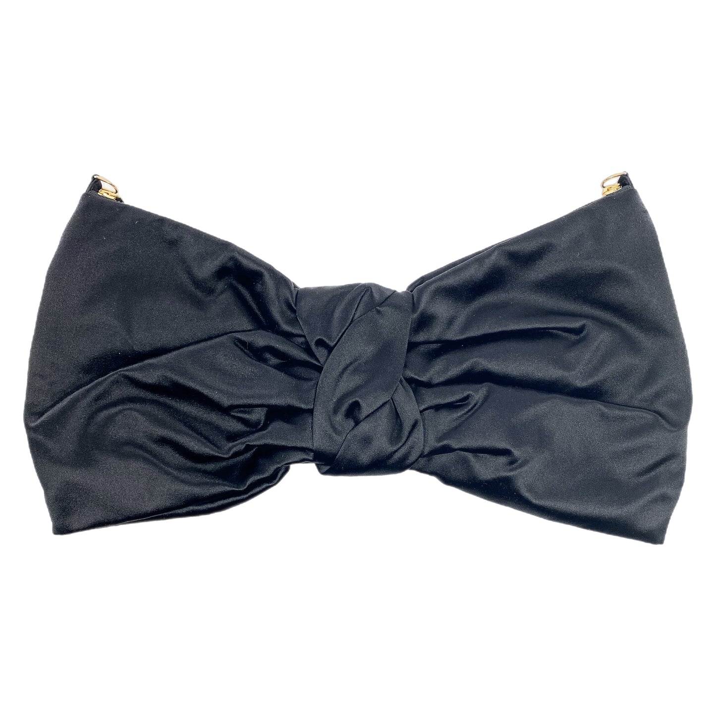 Valentino Black Satin Bow Clutch with Strap