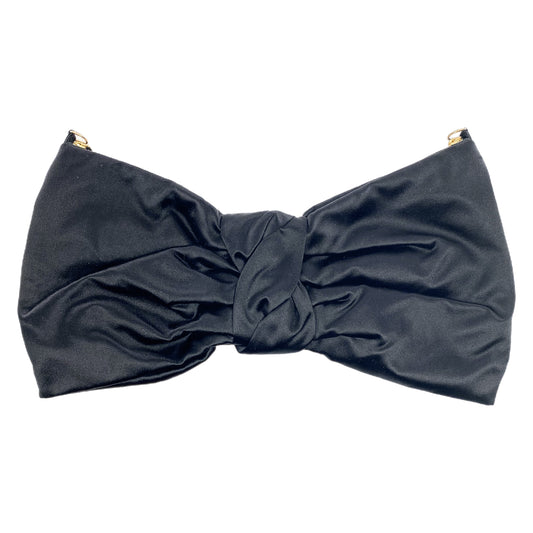 Valentino Black Satin Bow Clutch with Strap