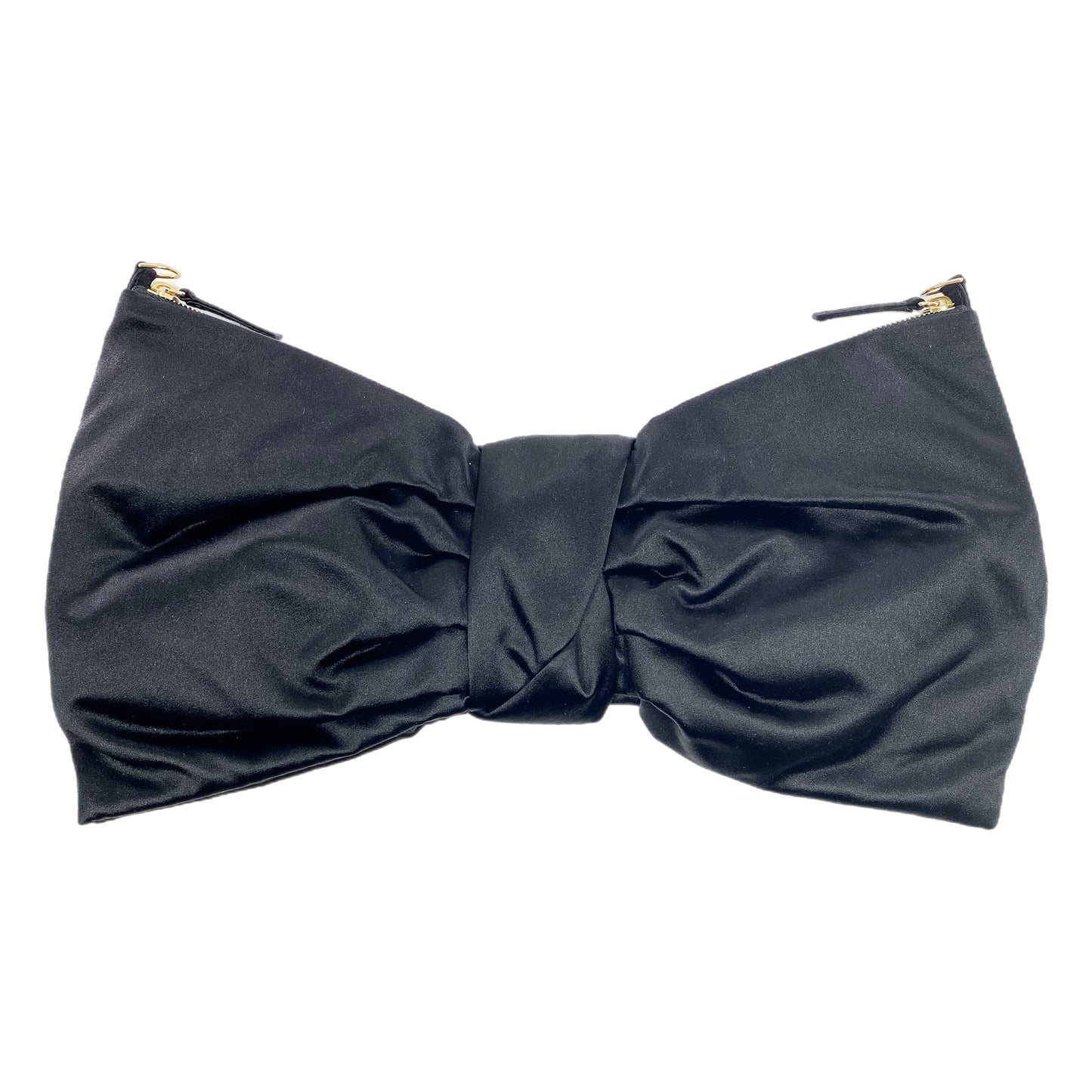 Valentino Black Satin Bow Clutch with Strap