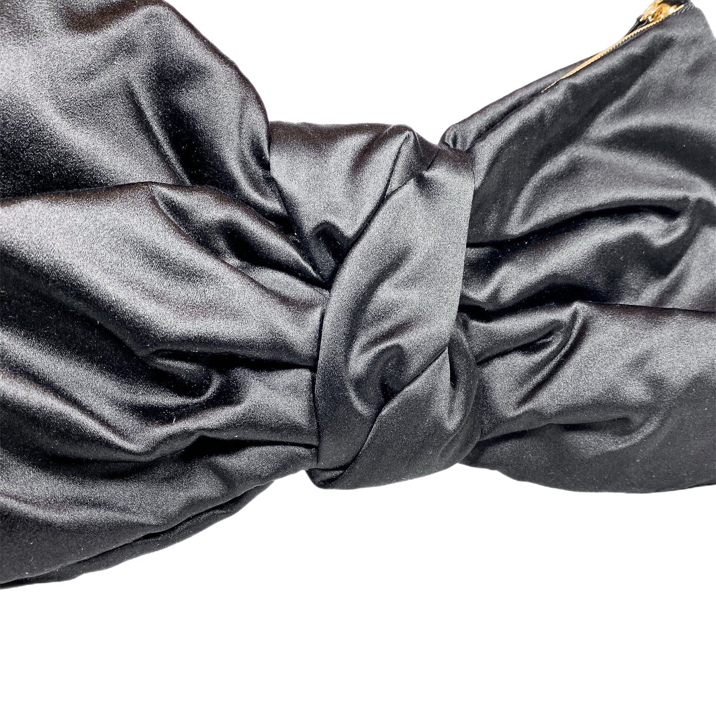 Valentino Black Satin Bow Clutch with Strap