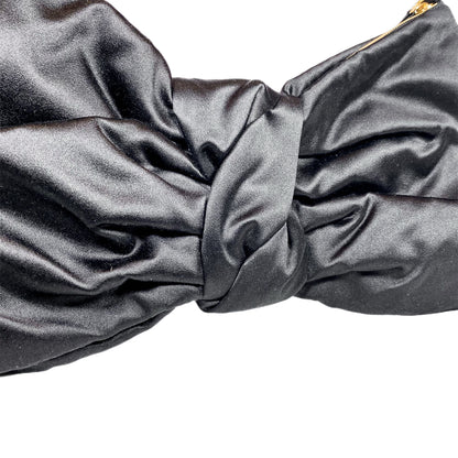 Valentino Black Satin Bow Clutch with Strap