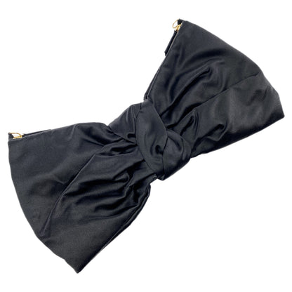 Valentino Black Satin Bow Clutch with Strap