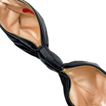 Valentino Black Satin Bow Clutch with Strap