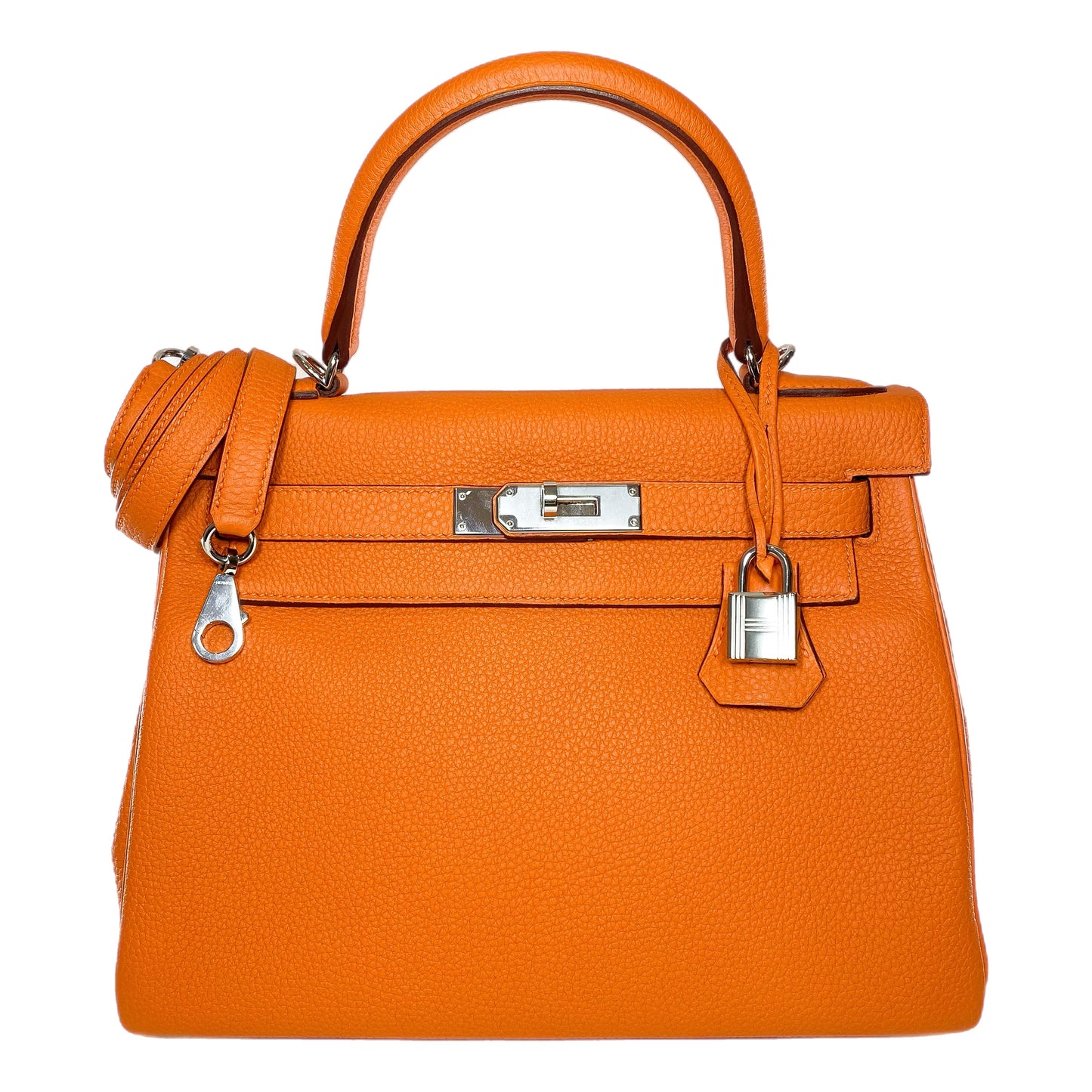 Hermes Kelly 28 Orange Togo Palladium Hardware