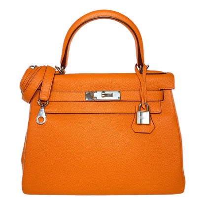 Hermes Kelly 28 Orange Togo Palladium Hardware